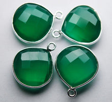 Load image into Gallery viewer, 925 Sterling Silver Green Onyx Faceted Heart Shape Pendant, 2 Piece Of 18mm - Jalvi &amp; Co.
