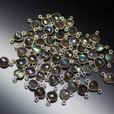 925 Sterling Silver, Labradorite Faceted Heart Shape Connector, 5 Piece of 15-16mm Approx.