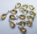 925 Sterling Silver, Natural Citrine Faceted Pear Shape Connector, 5 Piece Of 13mm Approx