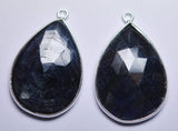 925 Sterling Silver Natural Dyed Blue Sapphire Faceted Pear Shape Pendant 5 Piece Of 20mm