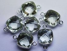 Load image into Gallery viewer, 925 Sterling Silver, Natural Green Amethyst Faceted Cushion Shape Connector, 15 Piece Of 17mm - Jalvi &amp; Co.