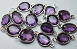 925 Sterling Silver, Natural Pink Amethyst Faceted Slice Shape Connector, 10 Piece Of 16-18mm