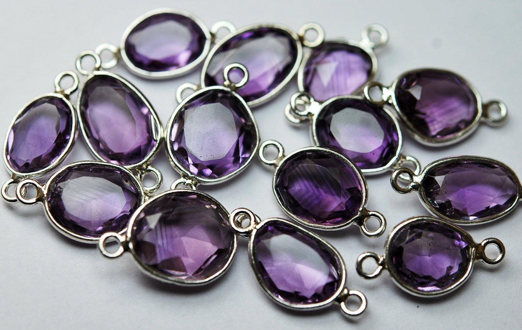 925 Sterling Silver, Natural Pink Amethyst Faceted Slice Shape Connector, 10 Piece Of 16-18mm - Jalvi & Co.