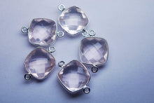 Load image into Gallery viewer, 925 Sterling Silver, Natural Rose Quartz Faceted Cushion Shape Connector, 15 Piece Of 17mm - Jalvi &amp; Co.