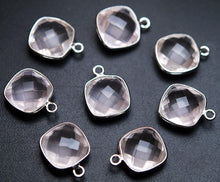 Load image into Gallery viewer, 925 Sterling Silver, Natural Rose Quartz Faceted Cushion Shape Connector, 5 Piece Of 16mm - Jalvi &amp; Co.