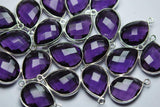 925 Sterling Silver Purple Amethyst Quartz Faceted Pear Shape Pendant, 5 Piece Of 16mm Approx.