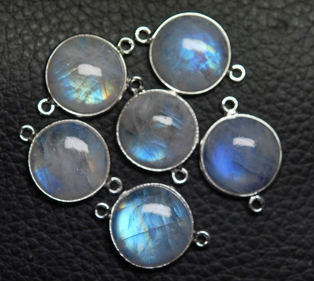 925 Sterling Silver Rainbow Moonstone Smooth Coins Shape Pendant, 20 Piece Of 15mm Approx. - Jalvi & Co.