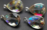 925 Sterling Silver Rainbow Quartz Faceted Pear Shape Pendant, 2 Piece Of 20mm