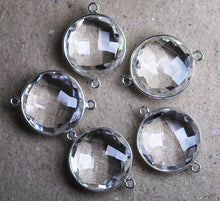 Load image into Gallery viewer, 925 Sterling Silver Rock Crystal Faceted Coins Shape Connector, 20 Piece Of 27mm - Jalvi &amp; Co.