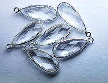 Load image into Gallery viewer, 925 Sterling Silver, Rock Crystal Faceted Pear Shape Pendant 5 Piece Of 23mm - Jalvi &amp; Co.