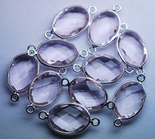 Load image into Gallery viewer, 925 Sterling Silver Rose Pink Quartz Faceted Oval Shape Connector, 5 Piece Of 20mm - Jalvi &amp; Co.