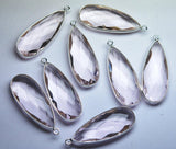 925 Sterling Silver, Rose Pink Quartz Faceted Pear Shape Pendant, 5 Piece Of 33mm