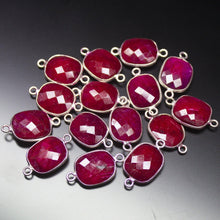 Load image into Gallery viewer, 925 Sterling Silver, Ruby Faceted Cushion Shape Connector, 5 Piece of 20mm Approx, Jewelry Finding, Ruby Connector - Jalvi &amp; Co.