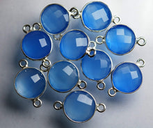 Load image into Gallery viewer, 925 Sterling Silver Sky Blue Chalcedony Faceted Coins Shape Connector, 20 Piece Of 17mm - Jalvi &amp; Co.