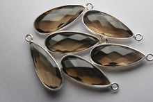 Load image into Gallery viewer, 925 Sterling Silver, Smoky Quartz Faceted Pear Shape Pendant 5 Piece Of 23mm - Jalvi &amp; Co.