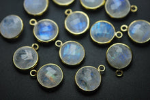Load image into Gallery viewer, 925 Sterling Silver Vermeil, Rainbow Moonstone Faceted Coins Shape Pendant, 10 Piece Of 14mm Approx - Jalvi &amp; Co.