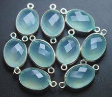 Load image into Gallery viewer, 925 Sterling Silver,Aqua Chalcedony Faceted Oval Shape Connector, 2 Piece Of 21mm - Jalvi &amp; Co.