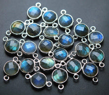 Load image into Gallery viewer, 925 Sterling Silver,Blue Flash Labradorite Faceted Coins Shape Connector, 13 Piece 15mm - Jalvi &amp; Co.