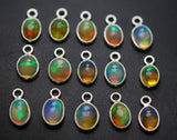 925 Sterling Silver,Ethiopian Opal Pendant Charm, 2 Piece Of 11-12mm