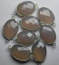 Load image into Gallery viewer, 925 Sterling Silver,Gray Chalcedony Faceted Oval Shape Connector, 5 Piece Of 23mm Approx - Jalvi &amp; Co.