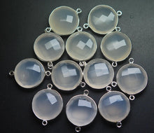 Load image into Gallery viewer, 925 Sterling Silver,Grey Chalcedony Faceted Coins Shape Connector, 10 Piece Of 17mm Approx - Jalvi &amp; Co.