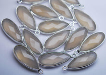 Load image into Gallery viewer, 925 Sterling Silver,Grey Chalcedony Faceted Pear Shape Pendant, 5 Pieces Of 23mm - Jalvi &amp; Co.