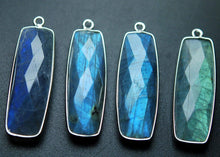 Load image into Gallery viewer, 925 Sterling Silver,Labradorite Faceted Baguettes Shape Pendant, 2 Piece Of 33mm Approx - Jalvi &amp; Co.