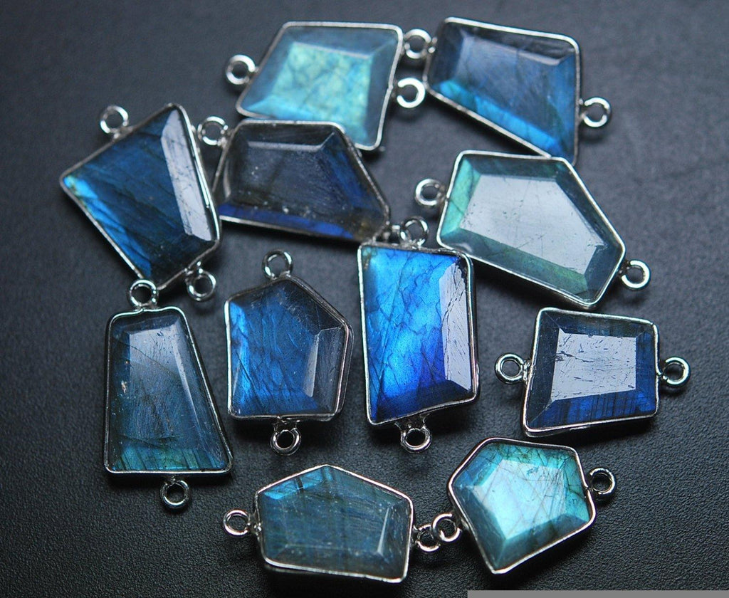 925 Sterling Silver,Labradorite Faceted Slice Shape Pendant, 10 Piece Of 20-23mm Approx - Jalvi & Co.