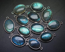 Load image into Gallery viewer, 925 Sterling Silver,Labradorite Smooth Oval Shape Pendant, 3 Piece Of 23-25mm Approx - Jalvi &amp; Co.