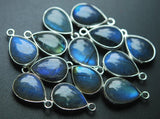 925 Sterling Silver,Labradorite Smooth Pear Shape Pendant, 10 Piece Of 16mm Approx