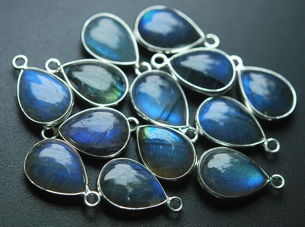 925 Sterling Silver,Labradorite Smooth Pear Shape Pendant, 11 Piece Of 16mm Approx - Jalvi & Co.