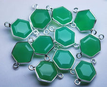 Load image into Gallery viewer, 925 Sterling Silver,Match Pair Chrysoprase Chalcedony Faceted Hexagon Shape Pendant, 10 Piece Of 31mm - Jalvi &amp; Co.