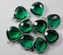 Load image into Gallery viewer, 925 Sterling Silver,Matched Pairs,Emerald Green Quartz Heart Shape Pendant, 5 Piece Of 18mm Approx - Jalvi &amp; Co.