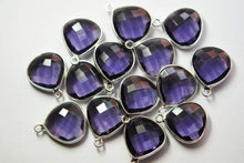 Load image into Gallery viewer, 925 Sterling Silver,Matched Pairs,Purple Amethyst Quartz Faceted Heart Shape Pendant, 2 Piece Of 18mm Approx - Jalvi &amp; Co.
