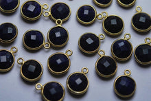 Load image into Gallery viewer, 925 Sterling Silver,One Loop Dyed Natural Blue Sapphire Faceted Coins Shape Connector, 5 Piece 14mm - Jalvi &amp; Co.