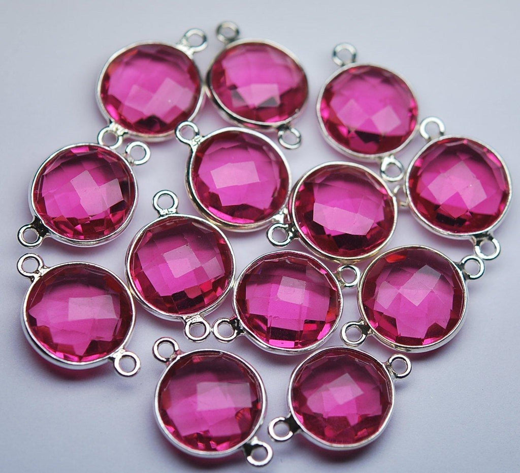 925 Sterling Silver,Pink Quartz Faceted Coins Shape Pendant, 5 Piece Of 19mm - Jalvi & Co.