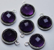 Load image into Gallery viewer, 925 Sterling Silver,Purple Quartz Faceted Coins Shape Connector, 5 Piece 16mm - Jalvi &amp; Co.