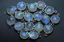 Load image into Gallery viewer, 925 Sterling Silver,Rainbow Moonstone Faceted Coins Shape Pendant, 10 Piece Of 15mm Approx - Jalvi &amp; Co.