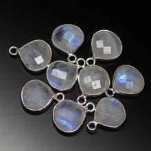 Load image into Gallery viewer, 925 Sterling Silver,Rainbow Moonstone Faceted Heart Shape Pendant, 6 Piece Of 15mm Approx - Jalvi &amp; Co.