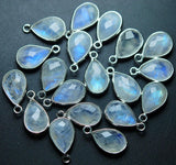 925 Sterling Silver,Rainbow Moonstone Faceted Pear Shape Pendant, 50 Piece Of 13mm Approx