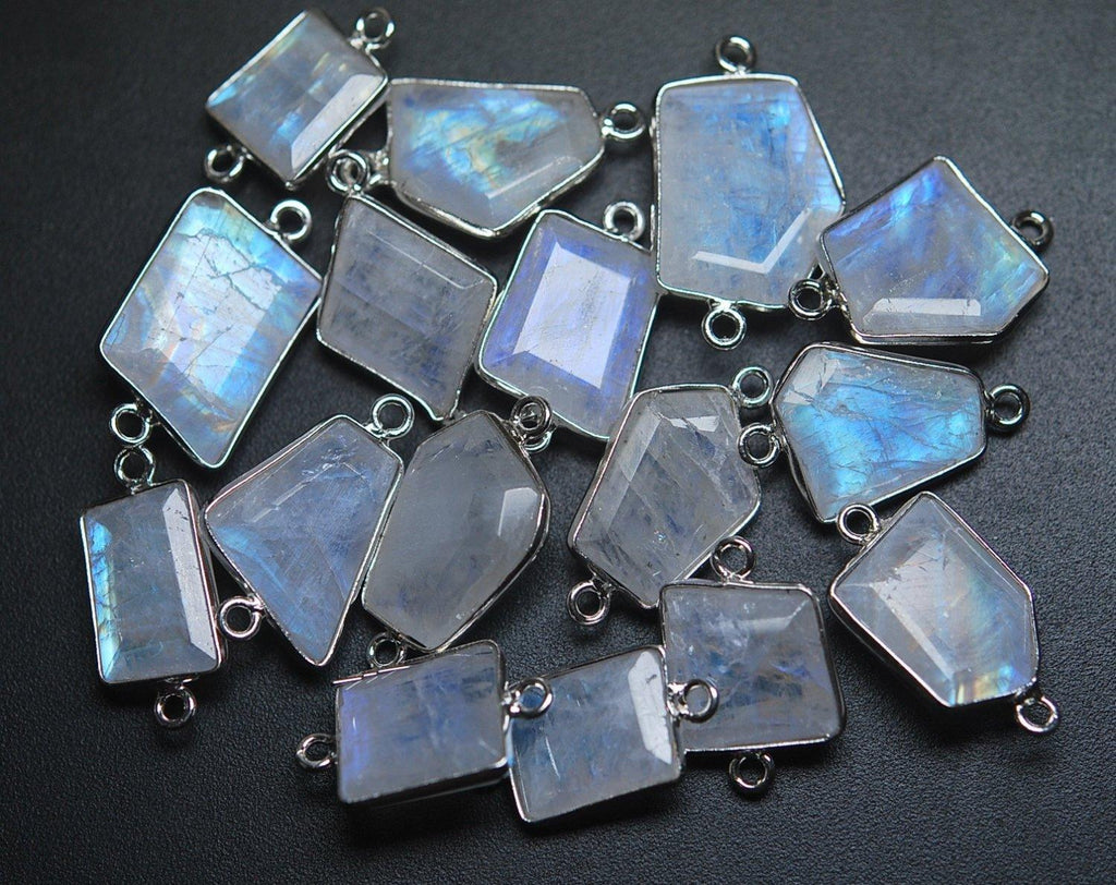 925 Sterling Silver,Rainbow Moonstone Faceted Slice Shape Pendant, 10 Piece Of 20-21mm Approx - Jalvi & Co.