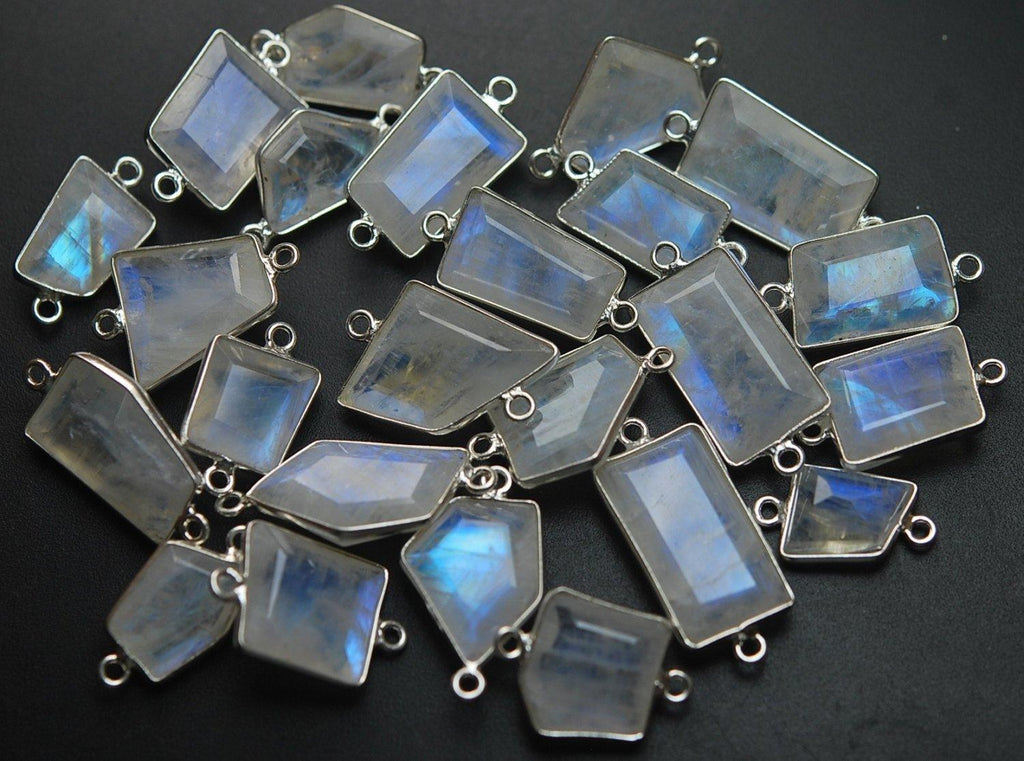 925 Sterling Silver,Rainbow Moonstone Faceted Slice Shape Pendant, 5 Piece Of 18-20mm - Jalvi & Co.