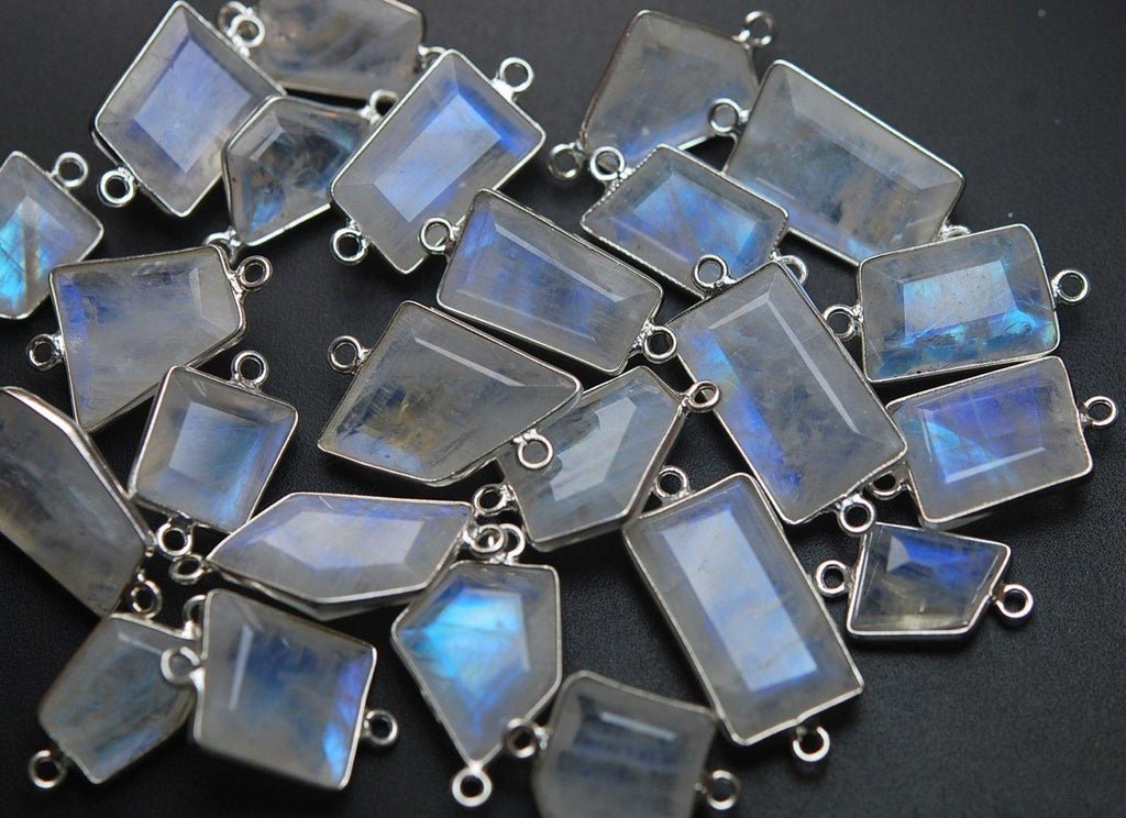 925 Sterling Silver,Rainbow Moonstone Faceted Slice Shape Pendant, 5 Piece Of 18-20mm - Jalvi & Co.