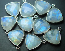 Load image into Gallery viewer, 925 Sterling Silver,Rainbow Moonstone Faceted Trillion Shape Pendant, 5 Piece Of 19mm Approx - Jalvi &amp; Co.