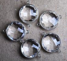 Load image into Gallery viewer, 925 Sterling Silver,Rock Crystal Faceted Coins Shape Connector, 2 Piece Of 26mm - Jalvi &amp; Co.