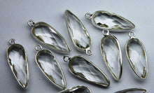 Load image into Gallery viewer, 925 Sterling Silver,Rock Crystal Faceted Pear Shape Pendant 2 Piece Of 23mm - Jalvi &amp; Co.