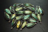 925 Sterling Silver,Yellow Flashy Labradorite Smooth Pear Shape Pendant, 5 Piece Of 23mm Approx