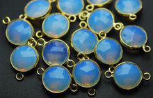 Load image into Gallery viewer, 925 Sterling Vermeil Opal Blue Quartz Faceted Coins Shape Connector, 10 Piece Of 17mm - Jalvi &amp; Co.