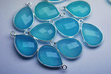 Load image into Gallery viewer, 925 Sterling Vermeil Silver Aqua Chalcedony Faceted Pear Shape Pendant, 5 Piece Of 20mm - Jalvi &amp; Co.