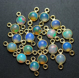 925 Sterling Vermeil Silver, Ethiopian Opal Round Connector, 4 Piece Of 11mm